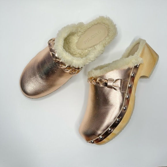 New Anthropologie Pilcro Rose Gold Cozy Braided Sherpa-lined Clog US 6/EU 36 - Picture 4 of 10